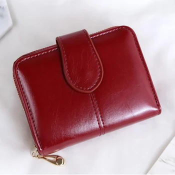 Peňaženka Krátke Wallet PU dámsku Kabelku Zips&Tlačidlo Kabelka Červená Malá Peňaženka na Mince Vrecku Cartera Hot Predaj 6