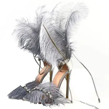 Pierko stiletto sandále 2021 letné nový štýl popruhy wild módne mólo prom šaty satin veľkosť topánky dámske 8