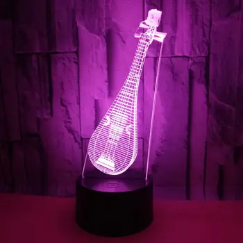 Pipa 3D Nočné Svetlo Farebné, Dotykový LED Visual Svetlo Hudobný Nástroj Darček 3D LED Hologram, stolná Lampa Dieťa Vianočný darček 13