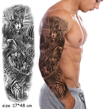 Plný Rameno Nepremokavé Dočasné Tetovanie Nálepky vták loď worrior eagle nôž Falošné Tetovanie Nálepky Flash Tatto, Aby Muži Ženy 05 13