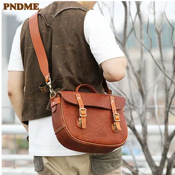 PNDME módne vonkajšie cestovné originálne kožené pánske messenger taška dizajnér organizátor luxusné prvá vrstva cowhide taška cez rameno 4