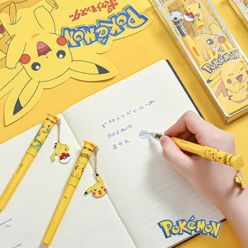 Pokemon Japonské kreslené Pikachu kúzlo plniace pero sada študent vymazateľné modrá výmenné atrament mechúra Vianočný darček 1