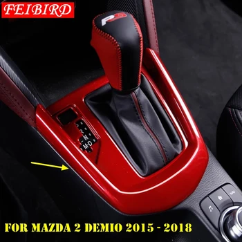 Pre Mazda 2 Demio 2015 - 2019 Auto Príslušenstvo Prenos Stánky Radenie Panel Kryt Výbava ABS MATNÝ UHLÍKOVÝCH VLÁKIEN ČERVENÁ 6