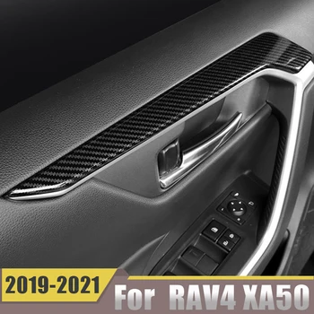Pre Toyota RAV4 XA50 2019 2020 2021 2022 Interiérové Dvere Auta Opierkou Rám Pásy Dekorácie Kryt Výbava Uhlíkových Vlákien Príslušenstvo 7