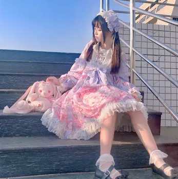 Princess tea party sladké lolita šaty vintage čipky bowknot vysoký pás viktoriánskej šaty kawaii dievča gothic lolita op loli cosplay 3
