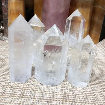 Prírodné Klenoty White Crystal Prútik Bod Polished Quartz Drahé Kamene Liečivé Veža Reiki Dekorácie 17