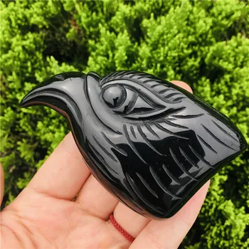 Prírodné obsidian eagle hlavu ručne vyrezávané crystal liečivý kameň DIY domova