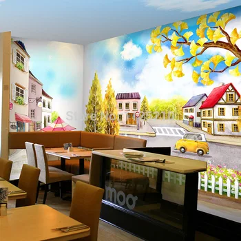PVC nástenná maľba ručne maľované akvarel rohu záhrady stenu, papierové Kávové hala salónik reštaurácia dezert Vlastná Veľkosť 3