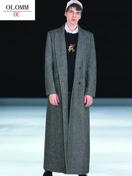 Pánske vlnené kabát na Jeseň a v zime Strednej dĺžky Vlnené zákopy srsti kórejská verzia & Britský štýl kabát DR1697 5