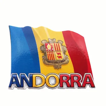 QIQIPP Malé Európske krajiny, Andorra vlajka štátny znak turistické suveníry magnetické chladnička magnet 18