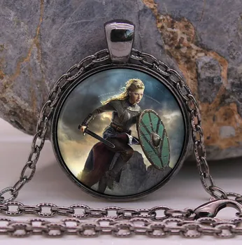 Ragnar Vikingovia náhrdelník štít z Lagertha Rollo prívesok šperky Cothic Sklo Cabochon Náhrdelník prívesok Dary