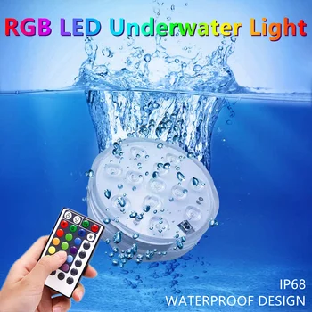 RGB LED Ponorné Svietidlá Podvodná Svetla Vodotesný LED Bazén Lampa IP68 Nočné Lampy Vonkajšie Záhradné Dekorácie Osvetlenie 13