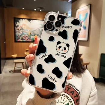 Roztomilá Panda Telefón puzdro Pre iPhone 11 13 Pro Max 12 X Mini XR XS 8 7 6 6 Plus SE 2020 INY TPU Ultra Tenká Luxusná Kryt Coque Funda
