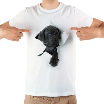 roztomilý cane corso psa break out 3D roztrhané tričko mužov nová biela pohodlie bežné tričko homme Krátky Rukáv Plus Veľkosť T-shirt 3