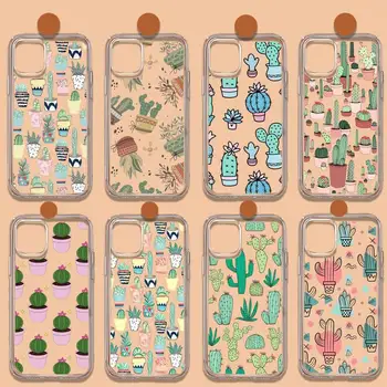 roztomilý kaktus cartoon Telefón Prípade Transparentné mäkké Pre iphone 11 13 12 14 x xs xr pro max mini plus 4