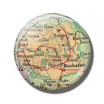 Rumunsko Mapa 30 MM Chladnička Magnet Bukurešti Cestovnej Mape Sklo Cabochon Magnetické Chladnička Nálepky Poznámka Držiteľ Domáce Dekorácie 18