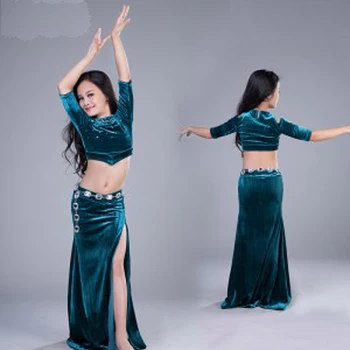 Sexy Brucho Tanečných Kostýmov, Nastaviť Deti Indický Tanec Šaty 2ks/set Dieťa Bollywood Dance Kostýmy Dievčatá Výkon Bellydance Nosí 15