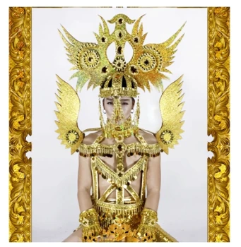 sexy mužov robot vyhovovali nočný klub DS Tanečné Tím Golden Wings Zlatý boh Slnka costumestage zobraziť nosí bar mólach výkon handričkou 9