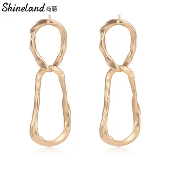 Shineland Nové Módne Dlhé Geometrické Kovu Zlatej Farby Drop Náušnice Pre Ženy, Dievča Vyhlásenie Punk Šperky Darček Veľkoobchod 2021