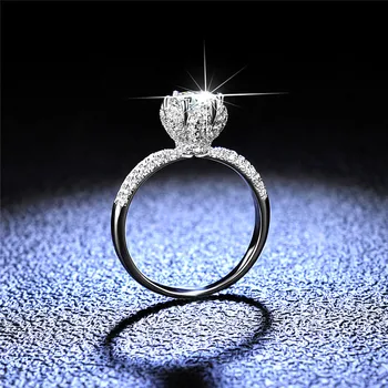 Silver Diamond Test Prešiel Vynikajúce Rez 1 Carat D Farba Vysokej Kvality Moissanite Snubný Prsteň 100% Striebro 925 Zapojenie Šperky 17