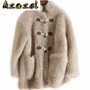 Skutočné kórejský Ovce Shearling Kožušiny Vlna Bunda na Jeseň Zimný Kabát Ženy Oblečenie 2020 PU Podšívka Manteau Femme Hiver ZT819 6