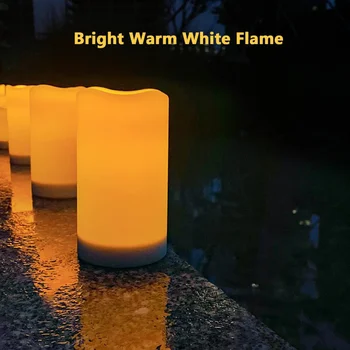Solárne Elektronickej Led Sviečky Lampy Flameless Nabíjateľná Blikanie Svetla Záhradné Dekorácie Dodávky Vodotesné Senzor Prepínač 5