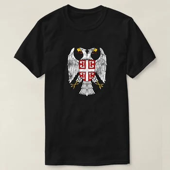 Srbský Eagle erbu - Srbsko T-Shirt. Vysoko Kvalitnej Bavlny, Voľné, Veľké Veľkosti, Priedušný Hornej, Ležérne Tričko 4