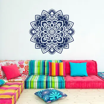Steny Odtlačkový Mandala Kvety Wall Art Decor India České Marocký Ornament Spálňa Dizajn Interiéru Yoga Studio Muurstickers WW-9 9
