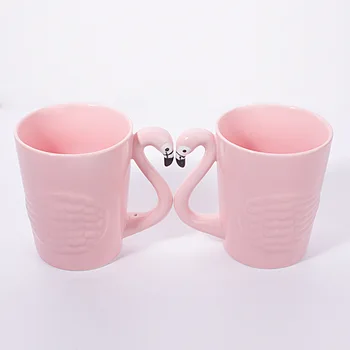 Super Krásy 3D Ružových Plameniakov Káva Hrnček Pohár Roztomilý Módne Drinkware Porcelánovú Šálku Čaju Dievča Narodeniny, Darček, Doprava Zdarma 5