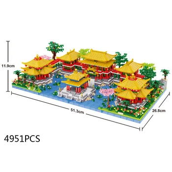 Svet Slávnej Historickej Architektúry Micro Diamond Blok Čína Starý Letný Palác Námestie Hrniec Malebnom Mieste Tehla Nanobrick Hračky 18