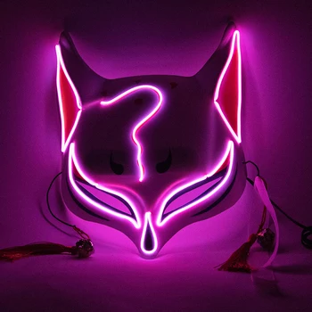Svetelný Maska Japonskom Štýle Kreslených Novinka Svetlo Semi-Mačka Tvár Fox Svadobné Party Maškaráda Bar Anime Cosplay Led Svetlo 7