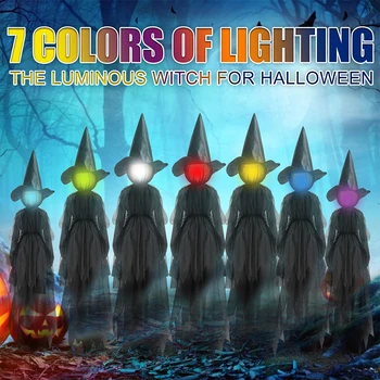 Svetlo-Až Čarodejnice s Vkladmi Halloween Dekorácie Vonkajšie Drží Rukami, Kričí Čarodejnice Aktivované Zvukom Senzor Dekor 12