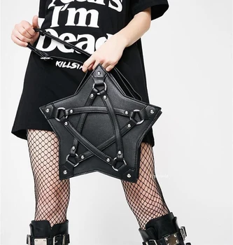 Temné, Gotické Pentagram Taška Cez Rameno Unisex Punk Dizajnér Bežné Kapsičky Ženy Módne Retro Geometrie Kabelka Darčeky Qualited Kože