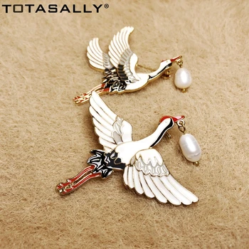 TOTASALLY Darček Vták Brošne Simulované Pearl elegantné Smalt Letiaci Žeriav Brošňa Kolíky Dievčatá Bižutérie Príslušenstvo Dropship 3