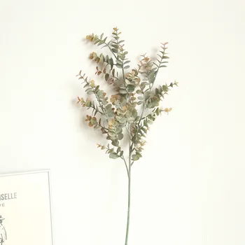 Umelé rastliny Plastové Eukalyptus strom pobočky na Vianoce svadobné dekorácie Kvet dohoda faux lístie 12