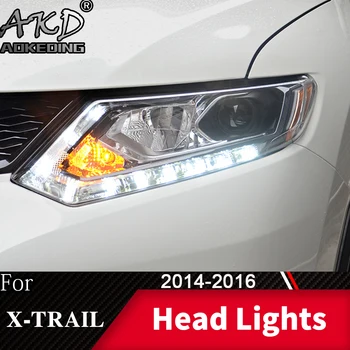 Vedúci svetlo Na Nissan X-trail 2014-2016 Rouge Svetlomety, Hmlové Svetlá Deň Beží Svetla DRL H7 LED Bi Xenónové Žiarovky Auto Príslušenstvo 7