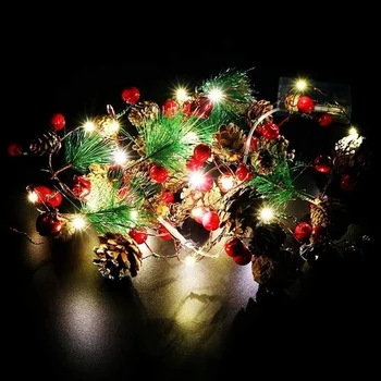 Veniec so Svetlami, 200 CM 20 LED Girlandy Vnútorné Vonkajšie Záhradné Brány Zdokonaľovať Dekorácie Svetlá pre Dovolenku Nový Rok Dekor Vianoce 11