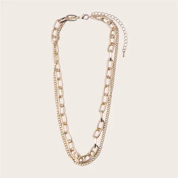 Veľkoobchod módny náhrdelník vyhlásenie multi-layer line reťazca šperky zámok reťazca náhrdelník strany príslušenstvo pre ženy 6