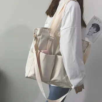 Veľká-kapacita nepremokavé plátno jeden-ramenný Hong Kong štýl Japonský študent batoh mužov a žien bežné kabelky