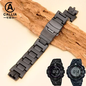 Vhodné pre Casio plastové, oceľové hodinky kapela horolezectvo muž PRW30031006006100 špeciálne oceľové pásmo vypuklé reťazca príslušenstvo 10