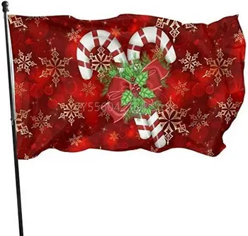 Vianočné Candy Cane Imelo Vlajka 3x5 Ft jednostranným Tlač Vitajte Rodiny Vlajky Zástavy pre Strany, Vonkajšie Záhradné Dekorácie 2