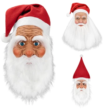 Vianočné Príslušenstvo Vianočné Hat s Maskou, Santa Claus Maska, Červená Santa Klobúk s Bielymi Veľké Fúzy pre / Rol/ Karneval