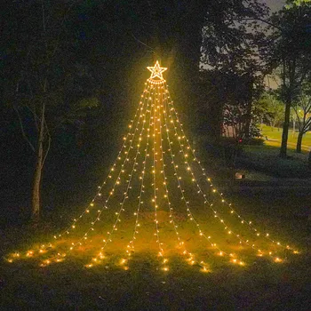 Vianočný Stromček Vodopád Svetla 3,5 M Vonkajšie Vňaťou Star Garland Svetla, 3 Režimy Okno Opony Cencúľ Svetlo pre Dovolenku Dekor 1pc 12