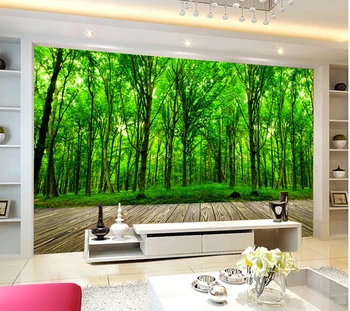 Vlastné 3D veľká nástenná maľba,Svieži zelený les ,obývacia izba gauč TV na stenu deti stenu spálne papier 9