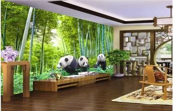 Vlastné nástenné 3d foto tapety obrázok bamboo panda na pozadí nástenné maľby 3d nástenné maľby, tapety pre obývacia izba steny 3 d 2