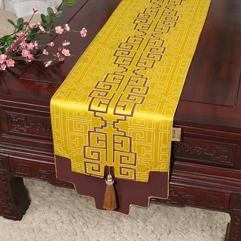 Vlastné Zahustiť Luxusné Čínsky Hodváb Satin Stôl Runner Svadobné, Vianočné Tabuľka Mat Dekoratívne Damask Obrus Obdĺžnikové