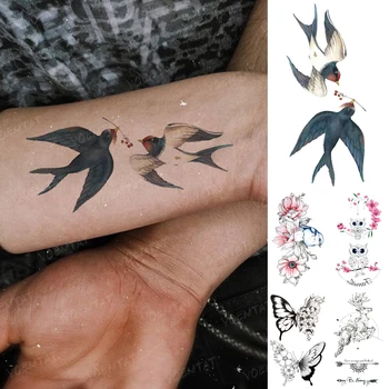 Voda Prenos Dočasné Tetovanie Nálepky Lastovička Vták 3D Realistické Roztomilý Zvierat Tetovanie Žena, Muž, Dieťa, Dieťa Ramena Body Art Falošné Tatto 16