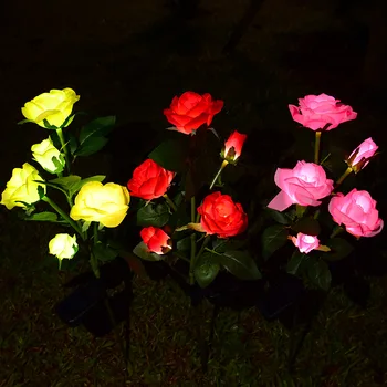 Vonkajšie Solárne Záhradné Osvetlenie, 2 Pack Solárne Rose Svetlá Nepremokavé Simulácia Kvet Solárne Kosačky Lampa na Dvore Krajiny Svetlá