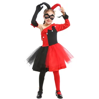 Vtipné Dievčatá Halloween Komický Joker Kostýmy Deti Deti Cirkus Klaun Cosplay Karneval Purim Sprievod Fáze Úlohu Hrať Party Šaty