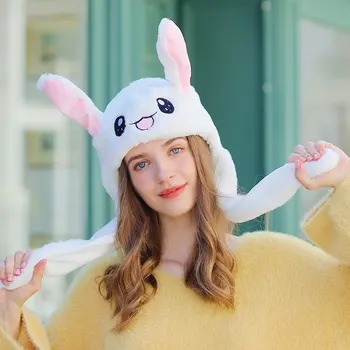 Vtipné Pohybujú Králičie Uši Klobúk Presunúť Klobúk white rabbit Klobúk Zvierat zimné čiapky pre Ženy, dievčatá, deti czapka uszy 11